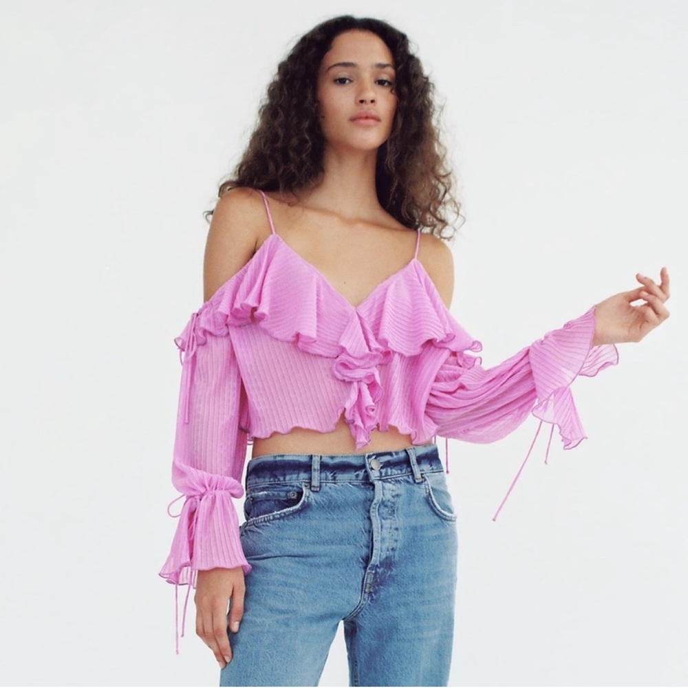 Pink Ruffled Women's Top